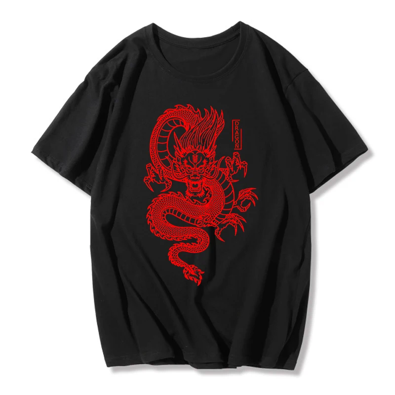 Women T-shirts Streetwear Tops Ulzzang Harajuku Vintage Chinese Dragon Print Short Sleeve Oversized T Shirt Female Clothing cheap graphic tees Tees