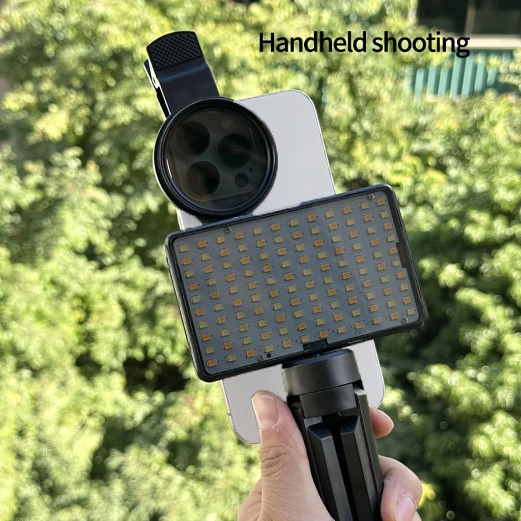 스마트폰 셀카 조명 2700K-6400K LED 조명, 충전식 휴대폰 필 라이트, 휴대용 삼각대 스탠드 포함, 52mm CPL 편광자