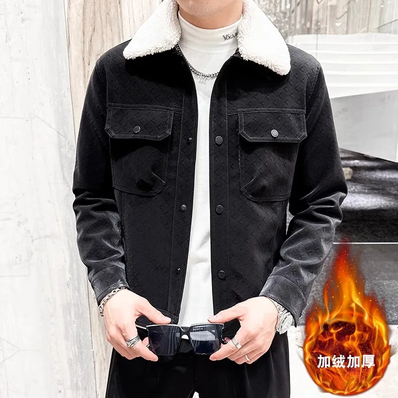 2023 Winter Faux Fur Collar Leather Jacket for Men Thick Warm Motorcycle Jacket Fashion Slim Casual Business PU Leather Jacket