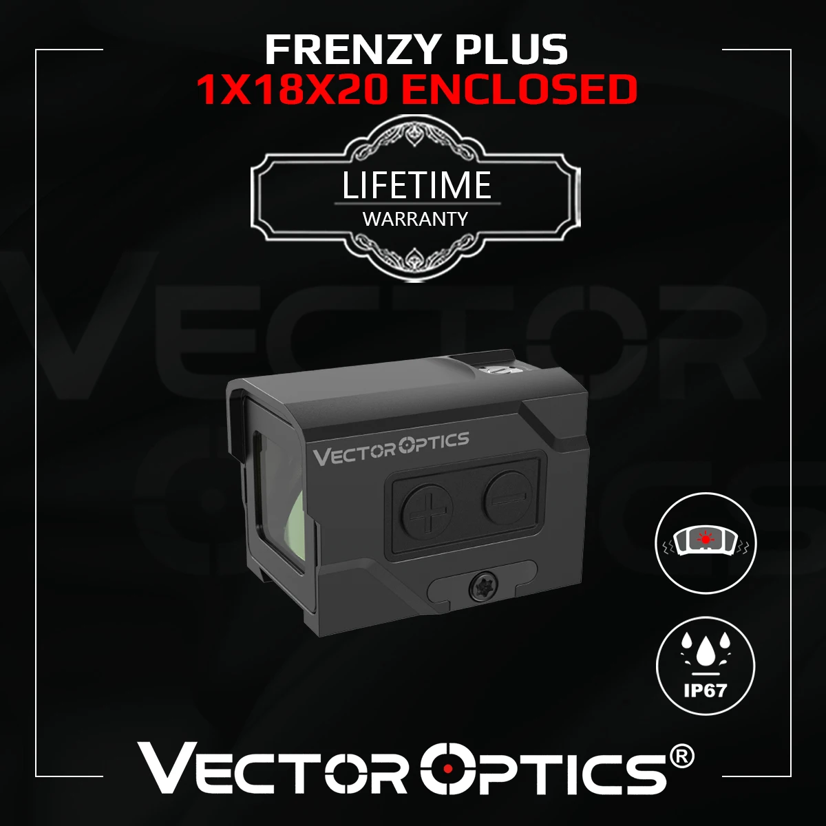 

Vector Optics Frenzy Plus 1x18x20 Enclosed Reflex Sight Red Dot Scope With Motion Sensor IP67 Fit Glock Taurus Pistol ACRO Mount