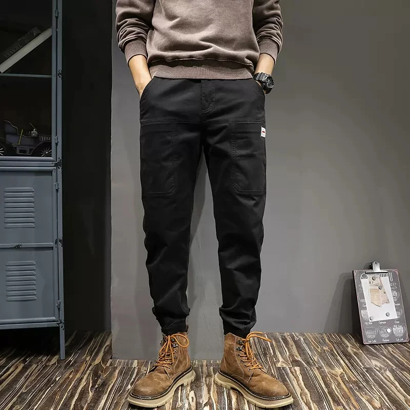 Streetwear Fashion Men Jeans Spliced Designer Big Pocket Casual Cargo Pants Hombre Hip Hop Joggers Men Wide Leg Leisure Trousers