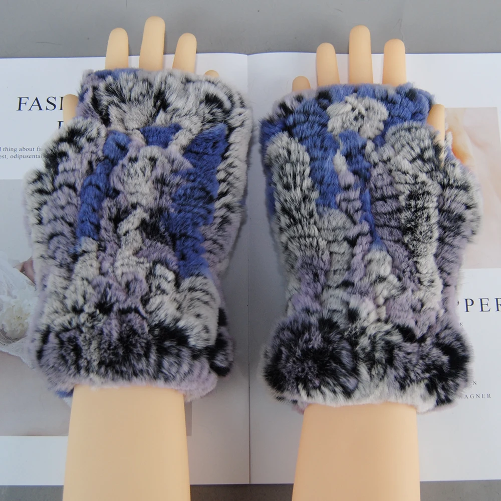 Hot Sale Winter Real Fur Golve Women Outdoor Warm 100% Real Rex Rabbit Fur Gloves Knit Thick Natural Soft Rex Rabbit Mittens