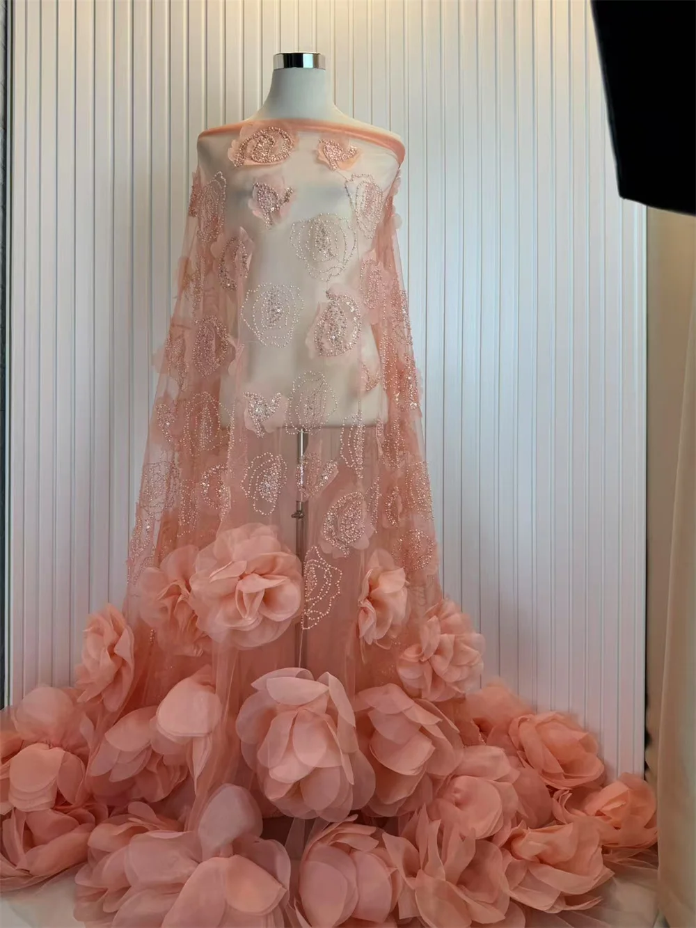 green emerald velvet dress Trendy Peach Colored Party Wear Embroidered Net Gown main image 0