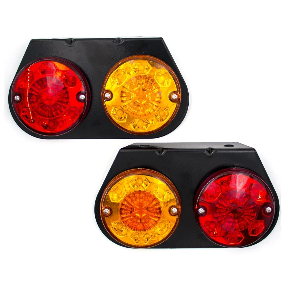 Coppia Di Luci LED 24V Rotonde Per Moto ATV - 12 LED - Indicatori Di Direzione E Freno - IP68