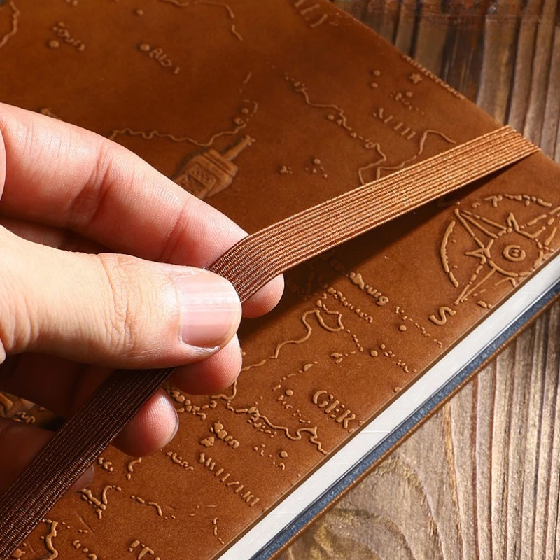 Retro Iron Tower Embossed Leather Notebook Diary
