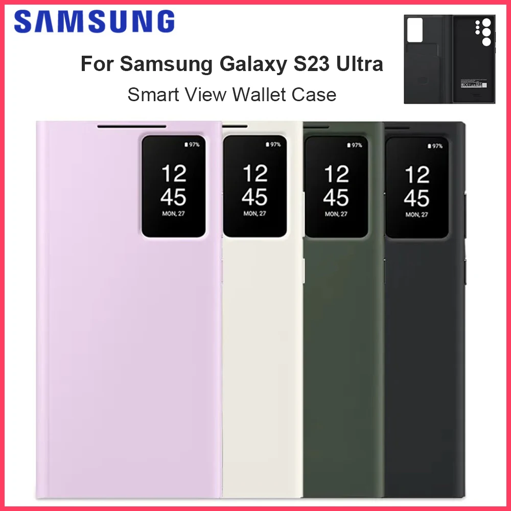 

Original Samsung Smart View Wallet Flip Case For Samsung Galaxy S23 Ultra SM-S918B Smart View Phone Case Cove