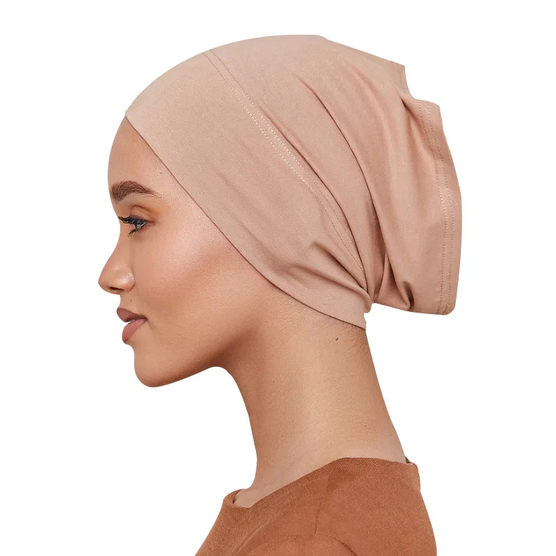 New women Cotton Muslim Underscarf Inner Tube Cap Stretch Jersey Hijabs Caps slamic Underscarf Bottom Hat Headwear Bonnet Hat