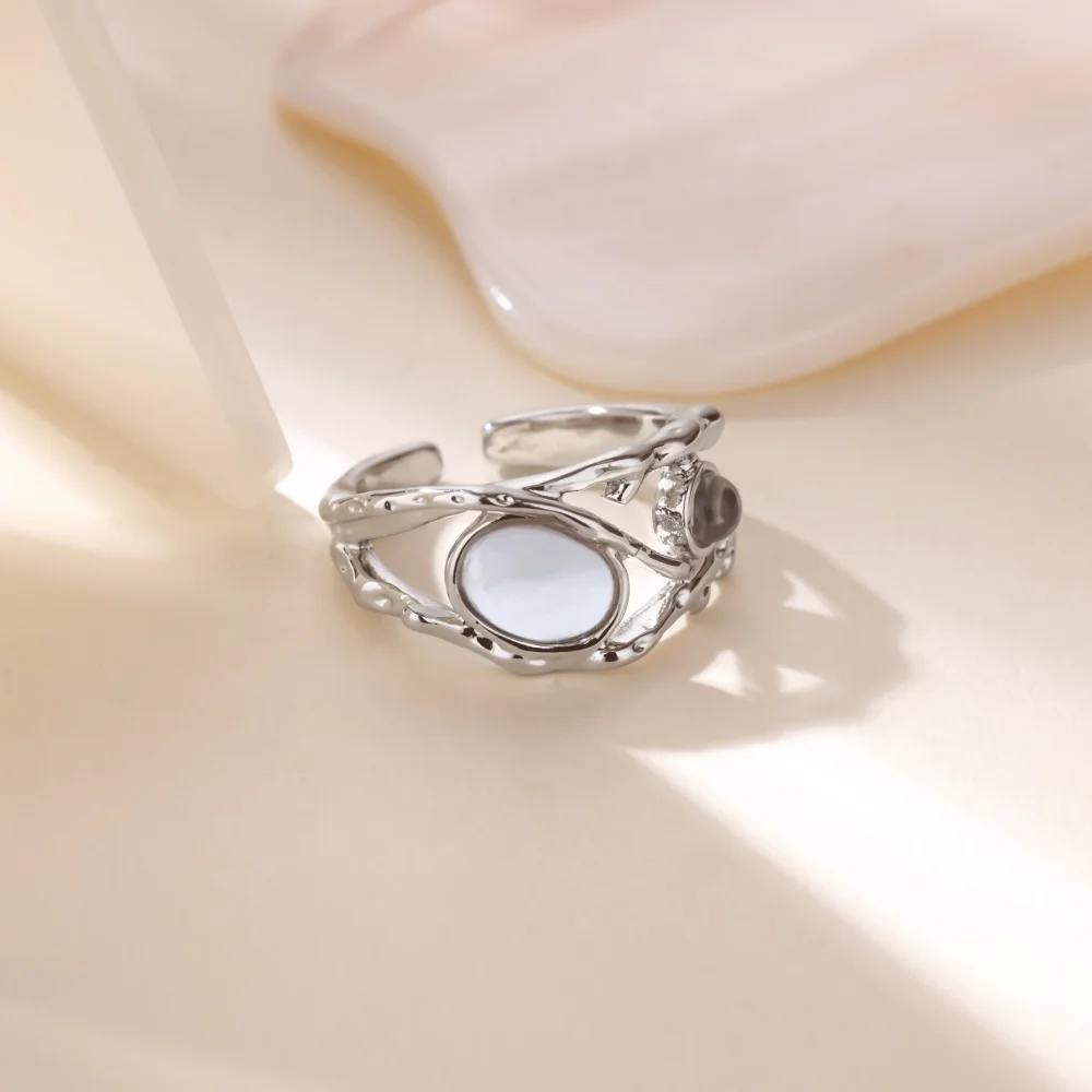Opal Irregular Rings For Women Gold Color Geometric