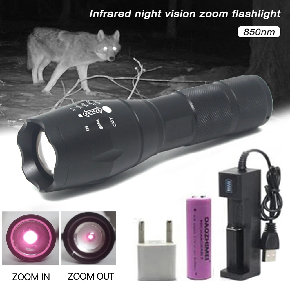 

Professional Night Vision Hunting Torch 5W IR850NM Tactical Infrared Radiation Zoomable Waterproof Hunting Flashlight