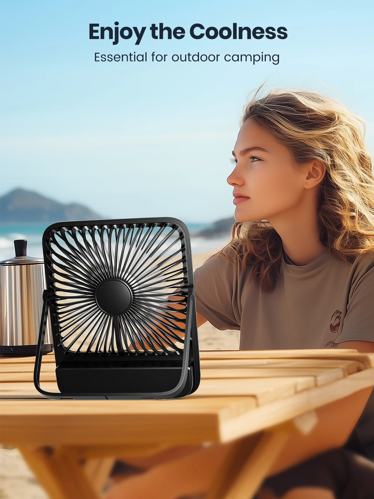 D3 Portable Fan 10000mAh Rechargeable Battery USB Desk Fan 4 Speed Quiet Small P