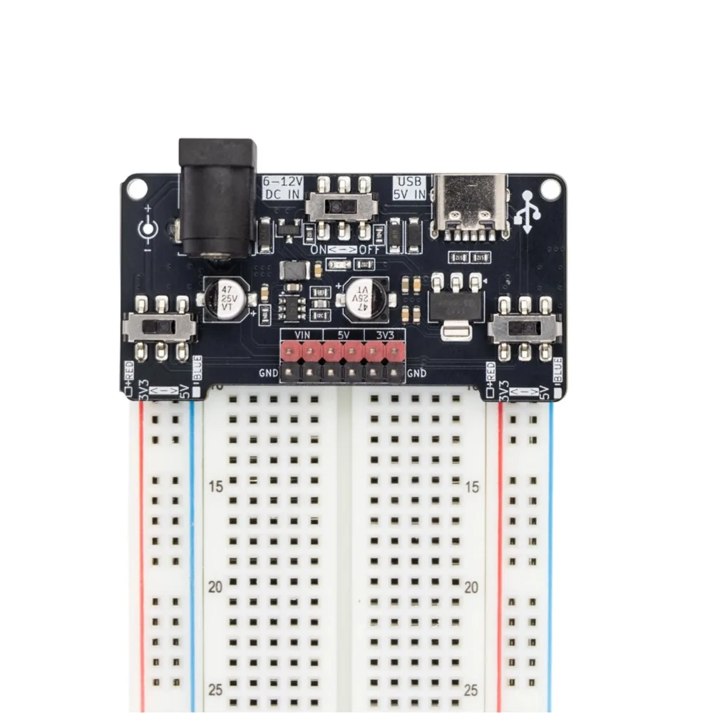 Enhanced Dual-Input Breadboard Power Module with Separate Voltage Control
