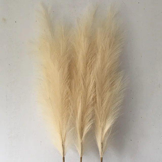 3pcs Artificial Pampas Grass 43inch/110cm Long Fluffy Pampas Grass for Flower Arrangement Wedding Party Centerpiece Home Decor Beige 3pcs 110cm