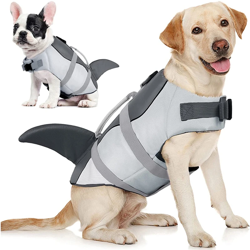 Chaleco para perros con forma de tiburón, chaleco salvavidas con mango de rescate, traje de baño de seguridad para mascotas para piscina, Playa paseos bote| | - AliExpress