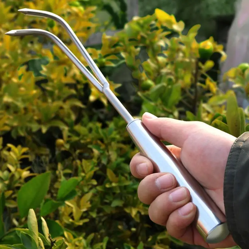 1Pc Stainless Steel Digging Tool Mini Steel Rake Portable Yard Handheld Thatch Remover Rake Garden Transplanting Tool Dropship - Image 3