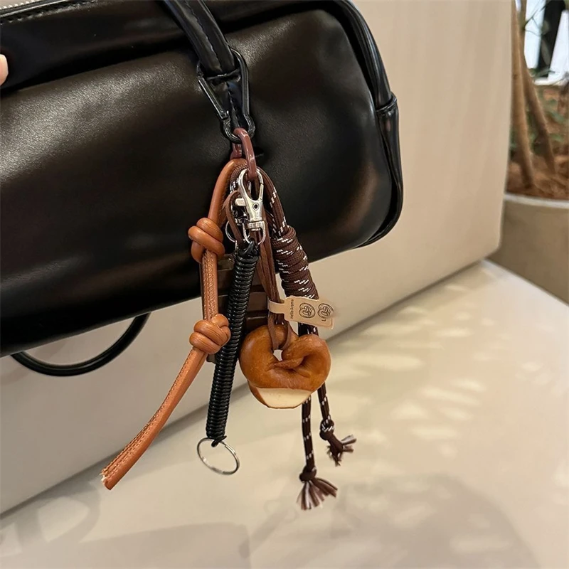 Autumn And Winter Brown Lovely Alkali Bread Korean Ins Bag Pendant Chocolate Climbing Rope key Chain Decorative Chain Hand