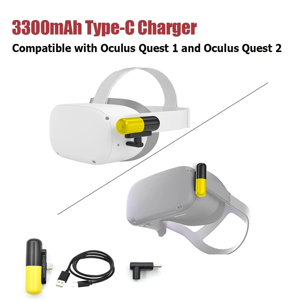 3300mAh Type C Charger for Oculus Quest 2 Quest 1 VR Headset Power Bank