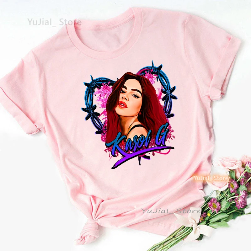 Beckyg Karol G Bichota Grafik Druck T Shirt Mädchen Schöne Rosa Casual T-shirt Frauen Harajuku Hemd Sommer Mode Tops T – Detail 7