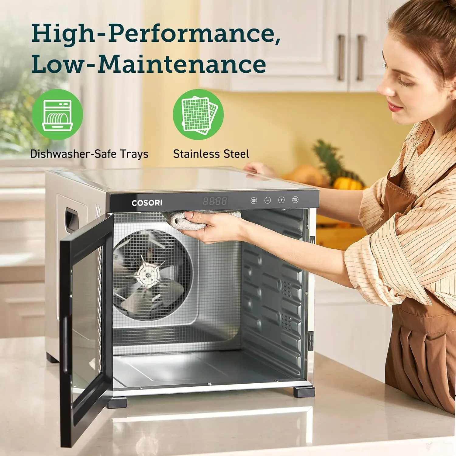 Food Dehydrator for Jerky 10 Trays 16.2ft&sup2; Drying Space 165&deg;F Temperature Control 48H Timer 1000W Dehydrator Machine