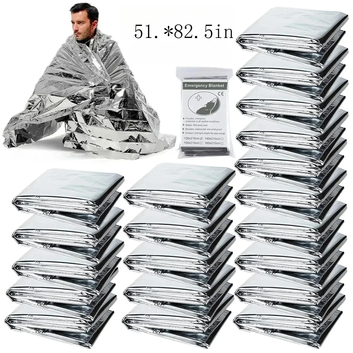 1-10PCS Emergency Blanket Windproof Waterproof Foil Thermal Survival Gear First Aid Military Rescue Kit for Camping Outdoor 1-10PCS Emergency Blanket Windproof Waterproof Foil Thermal Survival Gear First Aid Military Rescue Kit for Camping Outdoor