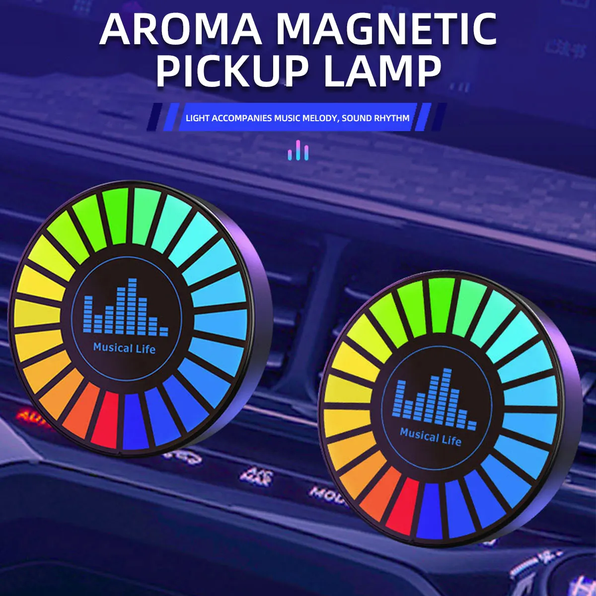 

256 Colors Auto Interior Ambient Light Car Air Freshener RGB LED Music Rhythm Lamp Sound Voice App Control Rhythm 5V