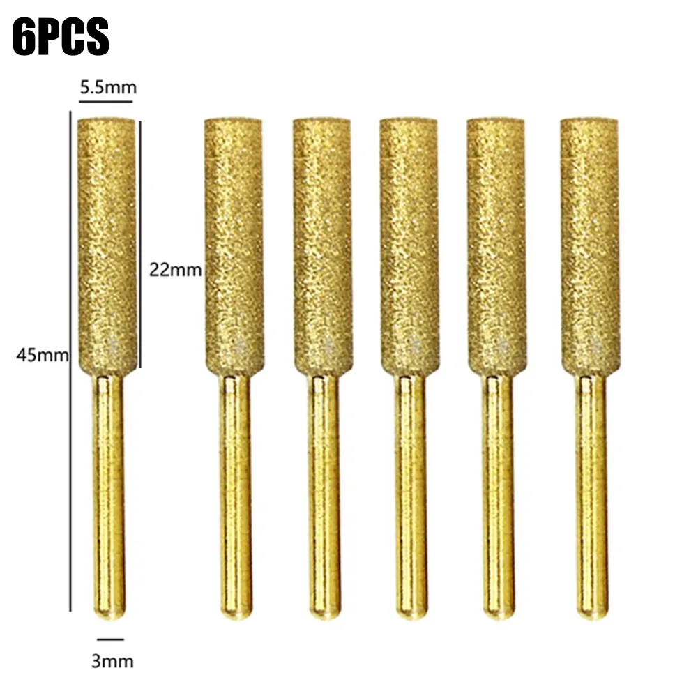

6pcs Diamond Chainsaw Sharpener Burr 4/4.8/5.5mm Chainsaw Sharpener Stone File Chain Saw Sharpening Carving Grinding Tools