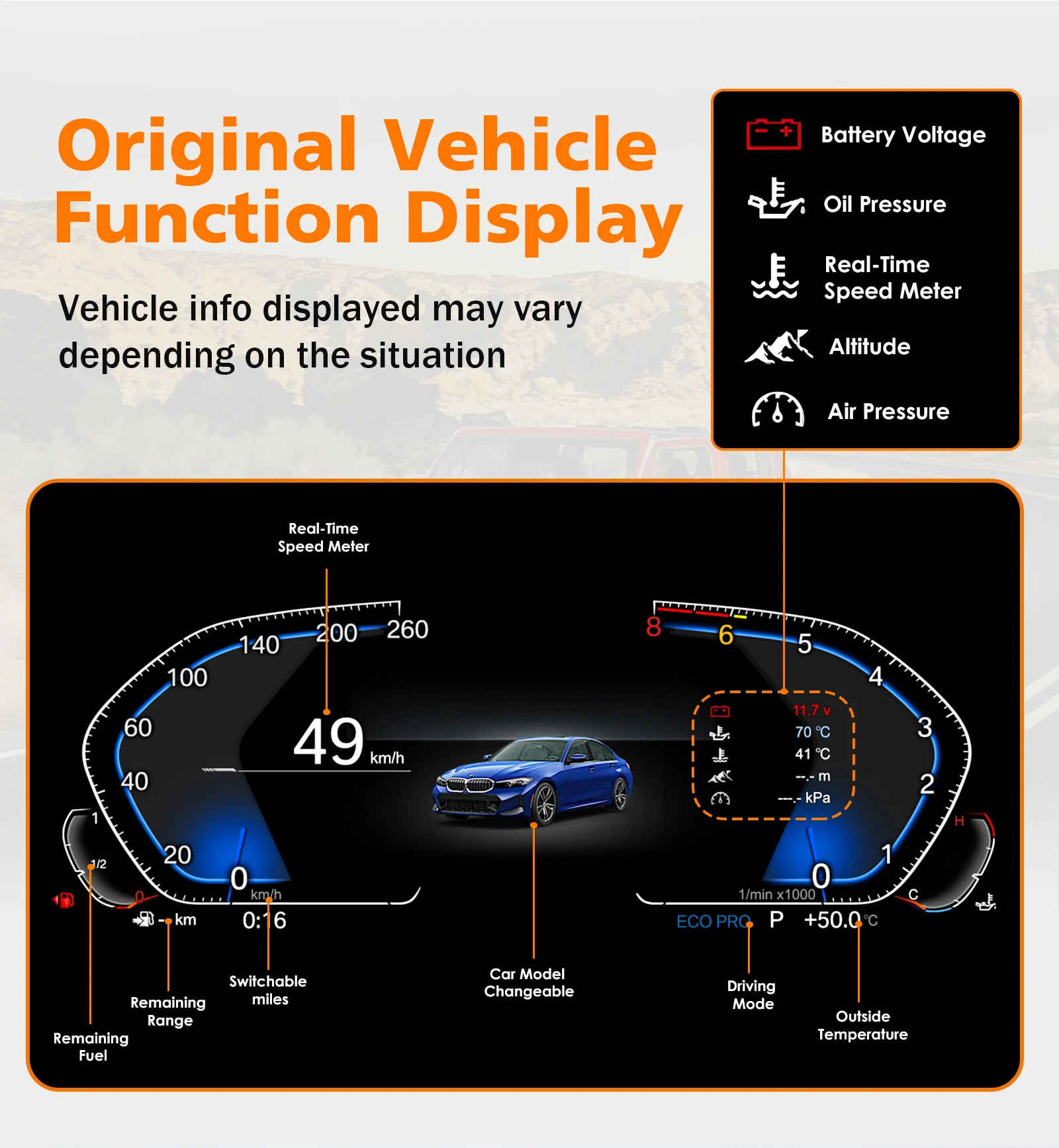Panel de Instrumentos Digital de 10.25 Pulgadas para BMW X5 E53 / Serie 5 E39 1999-2006, Velocímetro, Indicadores de Cabina 3