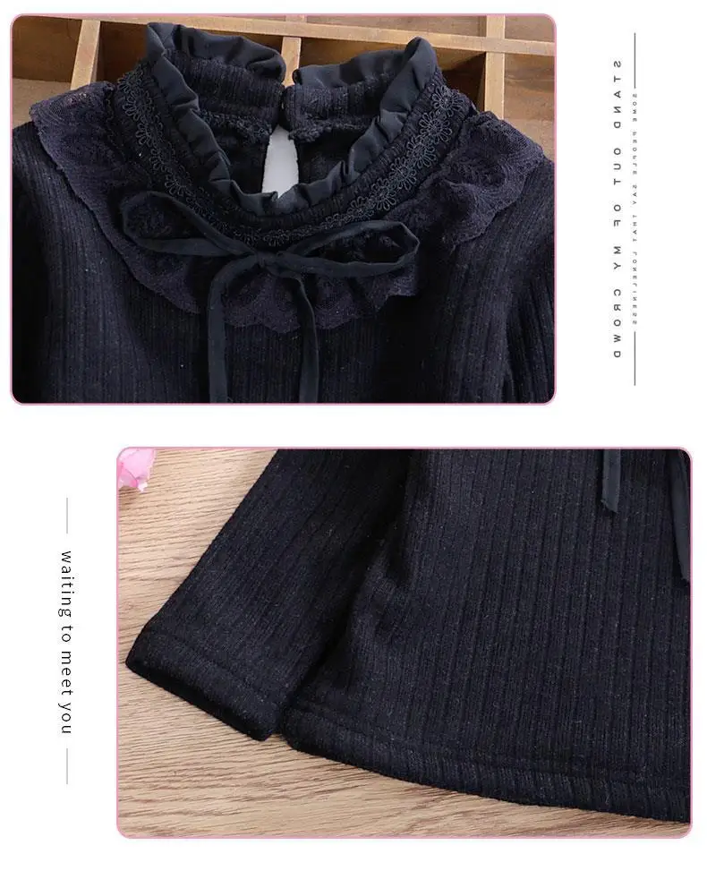 Herbst Winter Süße Mode Harajuku Mädchen Stricken Tops Alle Spiel Kawaii Casual Unterhemd Nette Solide Lange Ärmeln Kinder Pullover – Detail 10