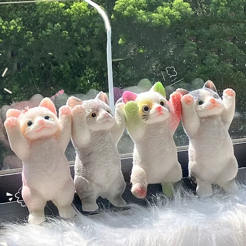 Squishy Cute Flocking Cat Stress Relief Toy for Kids and Adults