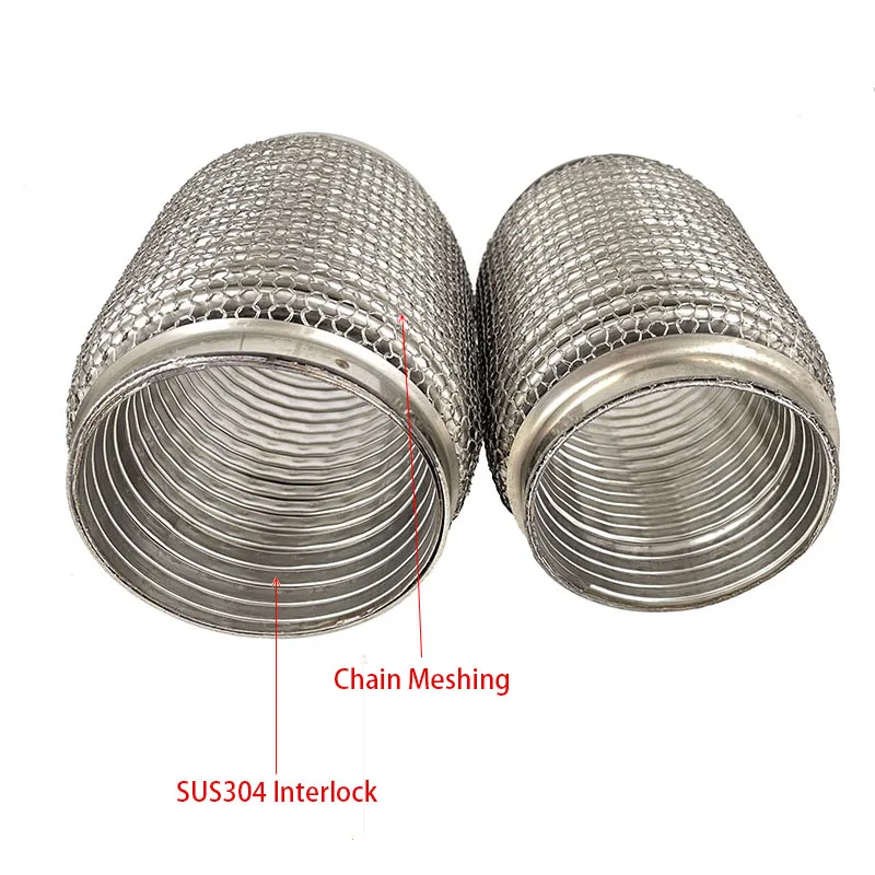 Stainless Steel SUS304 Exhaust Flex Pipes Tube Flex Coupler With Interlock Super Flexible 51x150mm 63x100mm 63x150mm 76x100mm exhaust flex pipes