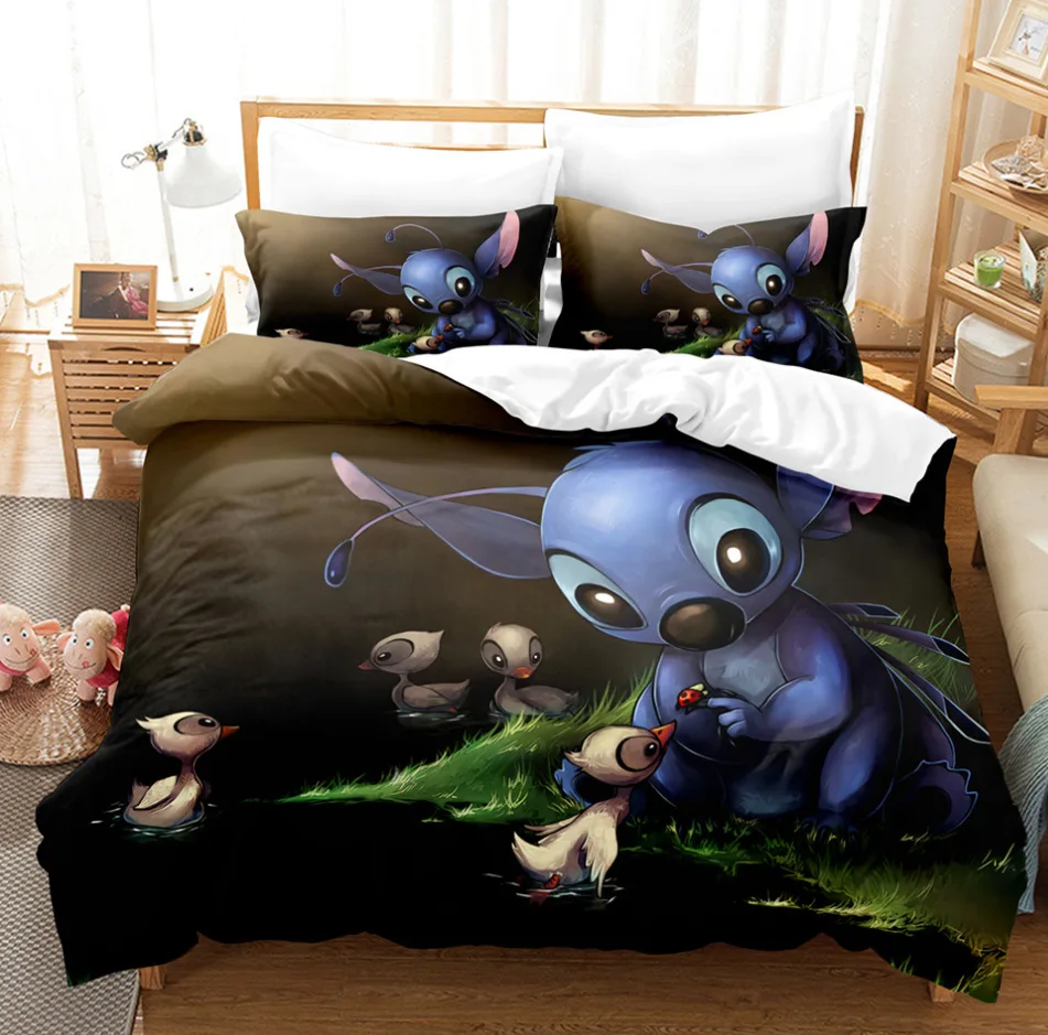 Description Picture 6 of itemAnime Disneys Cartoon Bedding Set Kawaii Stitch Printed Quilt Duvet Cover Pillowcase Kids Bed Comfortable Bed Set Twin King