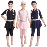 Muslim Swimwear Girl Cap Jumpsuit Skirt 3Pcs Modest Swimsuit for Girls Swimming Suit Arab Islamic Teens Kids Beachwear 3-16Y