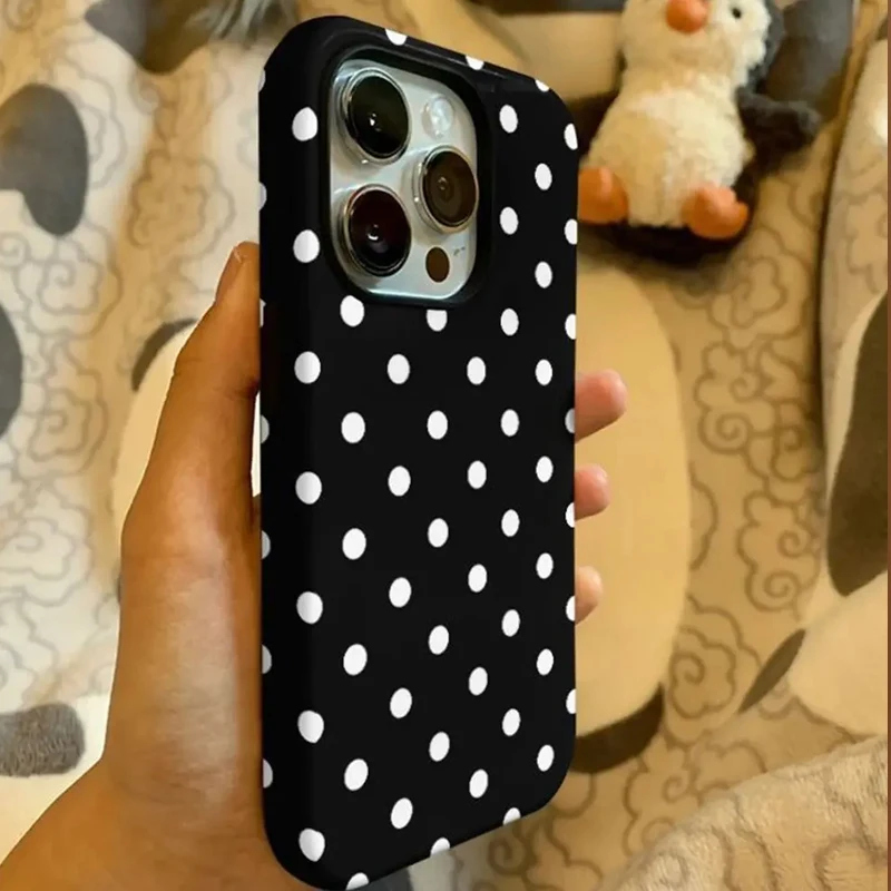 Minimalist White Polka Dots Shockproof Phone Case
