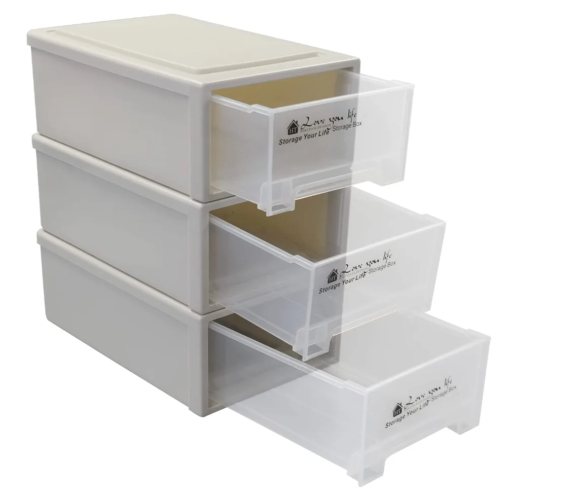 Hommp 3 Packs Small Plastic Stacking Storage Drawers, Stackable Plastic ...