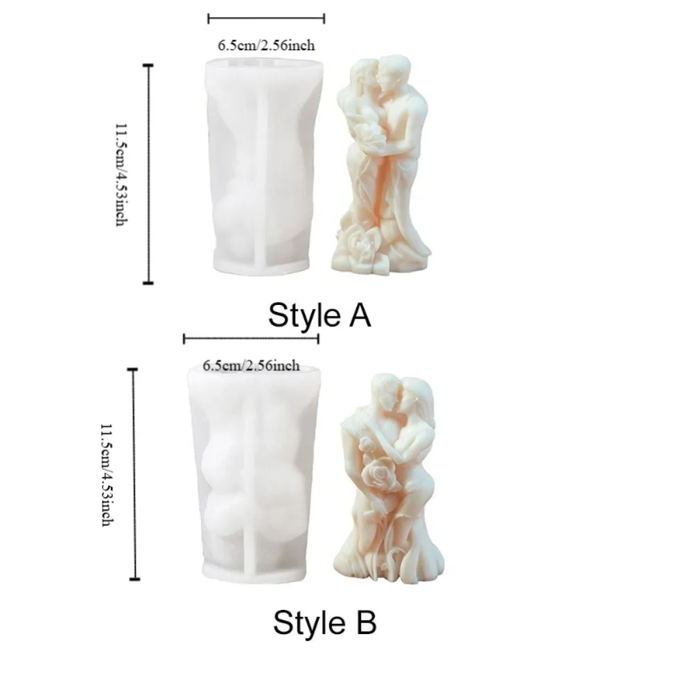 Silicone Valentine's Day Candle Mold Non-slip DIY Plaster Mold Reusable Easy To Demold Couple Aromatherapy Candle Mold