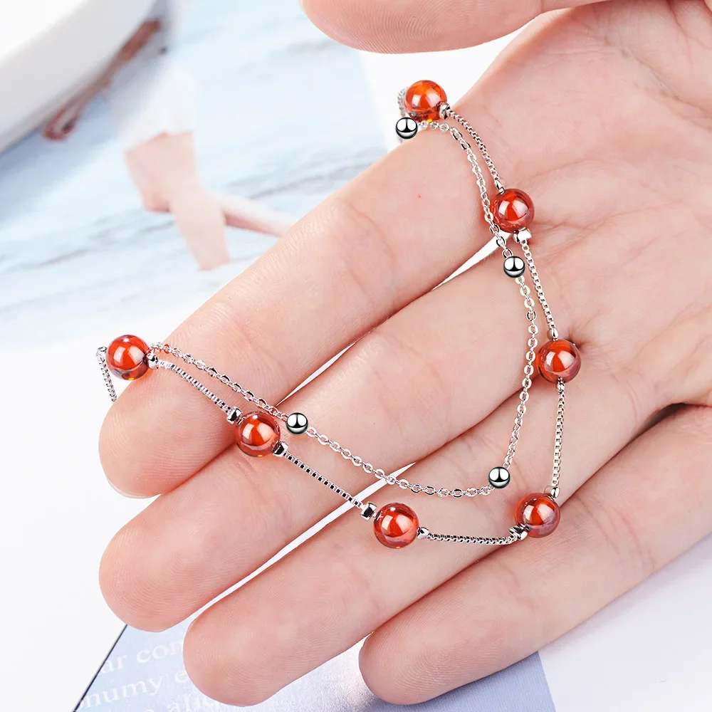 

2021 925 Sterling Silver Amber Bracelets Women Pulseras De Ley 925 Mujer Silver 925 Jewelry Pulseira Feminina Girls