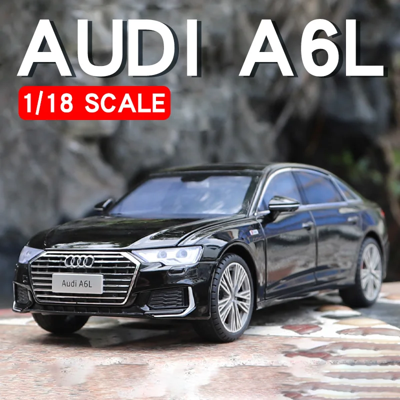 Large 1/18 Scale Audi A6L Alloy Model Car Collection Diecast Metal Vehicle  Simulation Sound & Light Miniature Car Toys For Kids