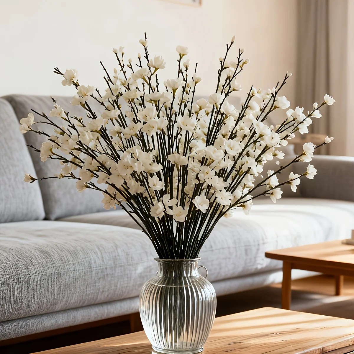 5 Stück Künstliche Pflaumenblüten 55 cm Lange Kunstblumen aus Plastik für Heim, Hotel, Büro, Hochzeit, Party und Gartendekoration – Detail 3