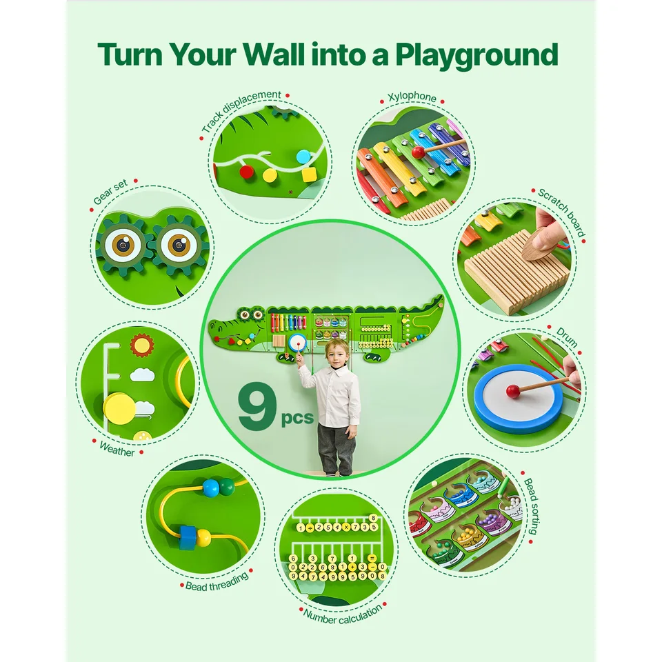 Monläurd® Crocodile Montessori Busy Board, Sensory Board,Educational Toys, Activity Cube, Wall Toys, Daycare Furniture, Playroom Furniture, Boys And Girls 6 M - View #8