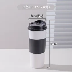 Reusable 16oz BPA - Free Travel Coffee Cup with Non - Slip Sleeve - 400 - 600ml (White)