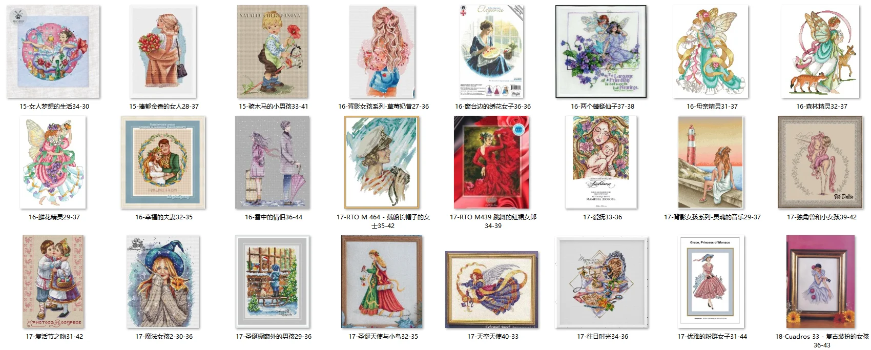 Kreuzstich-Sets, Kreuzstich-Set, Stickgarne zum Sticken, Set – Die Frau hält eine Tulpe, 28–37 Stickerei