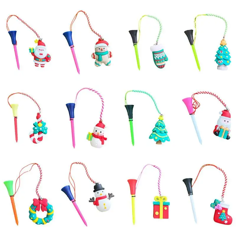 1pc Christmas Golf Tees With Santa Claus Cartoon Anti-Lost Rope Golf Ball Holder Braided Rope Golf Accessories Christmas Gifts