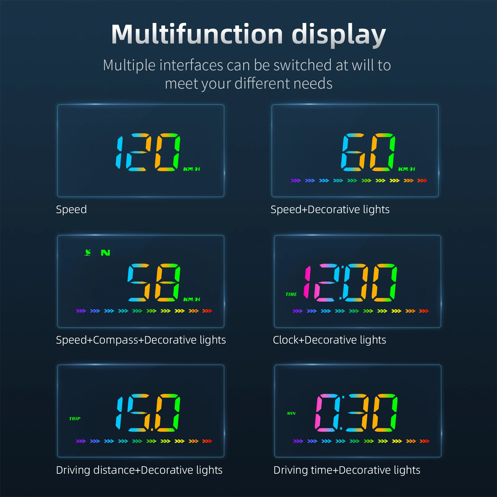 M23 GPS 컬러 HUD 헤드업 디스플레이 앞유리 프로젝터 자동차 계기판 KMH 속도계 스마트 자동차 액세서리 나침반 과속 경보