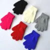Children Knitted Gloves Winter Kids Pupil Student Solid Color Furry Full Finger Mittens Autumn Writing Warmer Hand 6-11Years Old 6