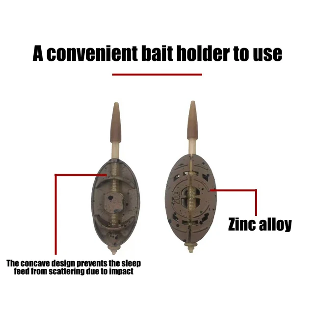Zinc Alloy Carp Feeder Set - Quick-Release Anti-Rust Weights for Fresh/Saltwater Fishing Efficiency, 20g/30g/40g/50g, Perfect fo 6