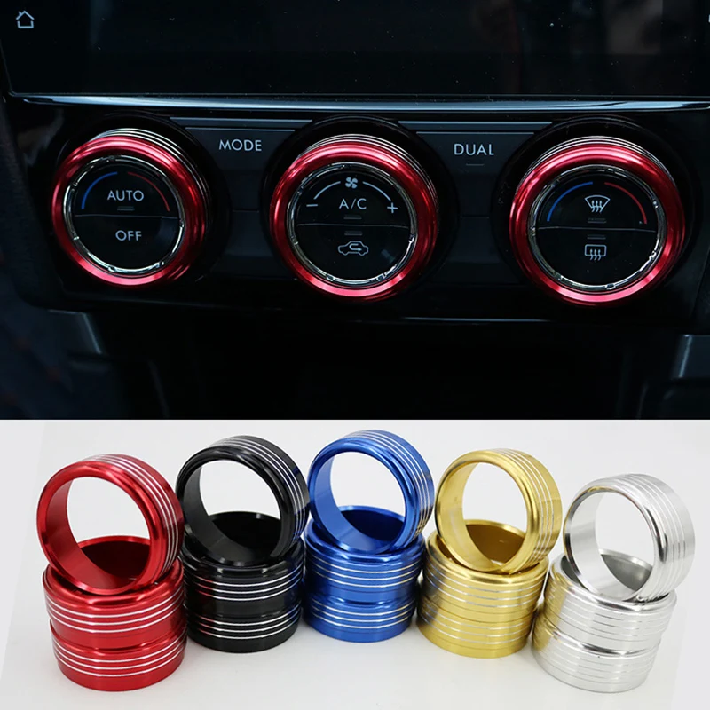 3Pcs Metall Klimaanlage Knopf Trim Ring Dekoration Abdeckung Für Subaru Forester Impreza XV Crosstrek WRX Levorg Innen Zubehör