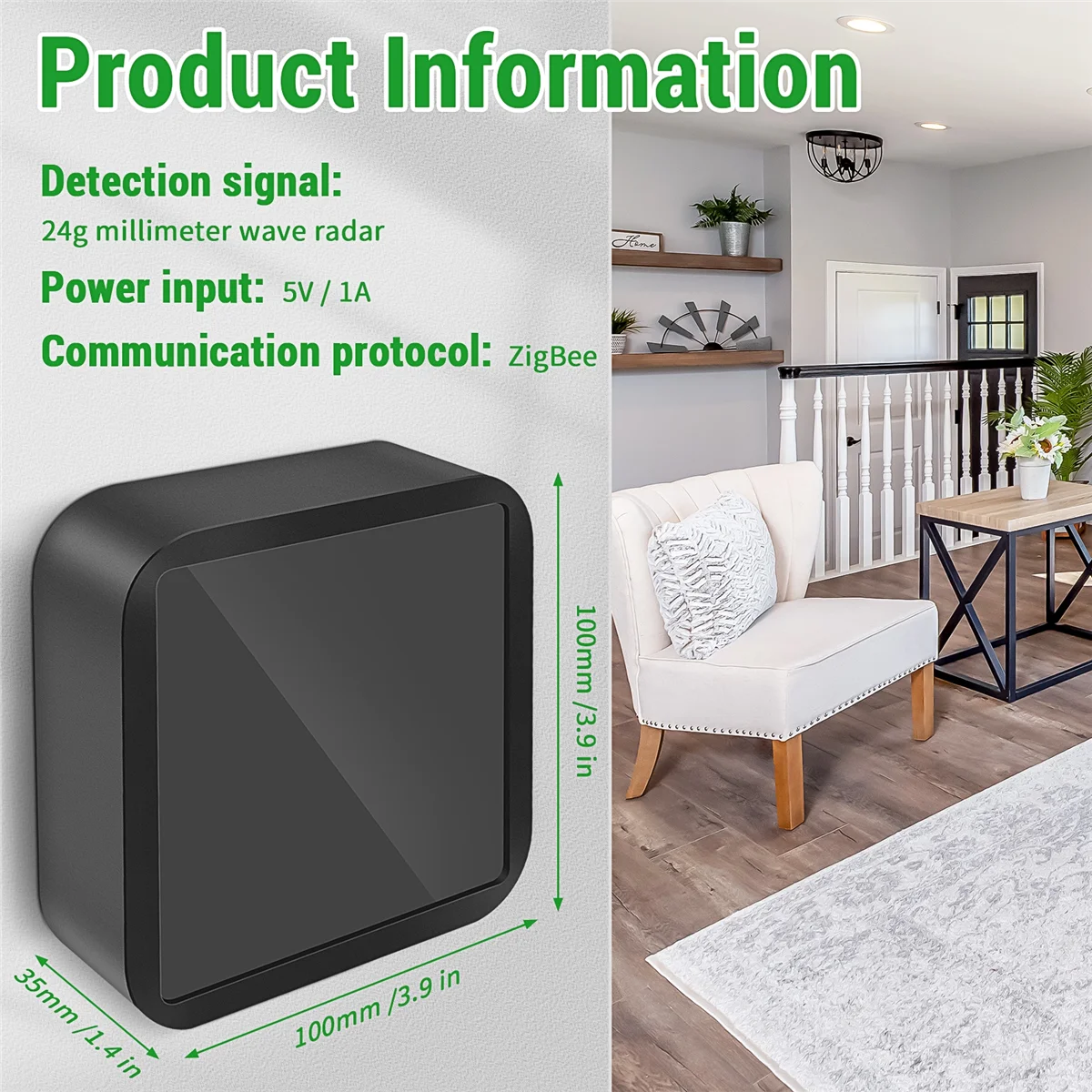 

Датчик присутствия человека ZigBee, mmWave радар, высокая точность, датчик присутствия человека, датчик с поддержкой Tuya