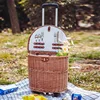 Outdoor Pull Rod Type Picnic Basket Container Multi-function Rattan Weave Picnic Carrier with Wheels Semi-circular Food Storage 2