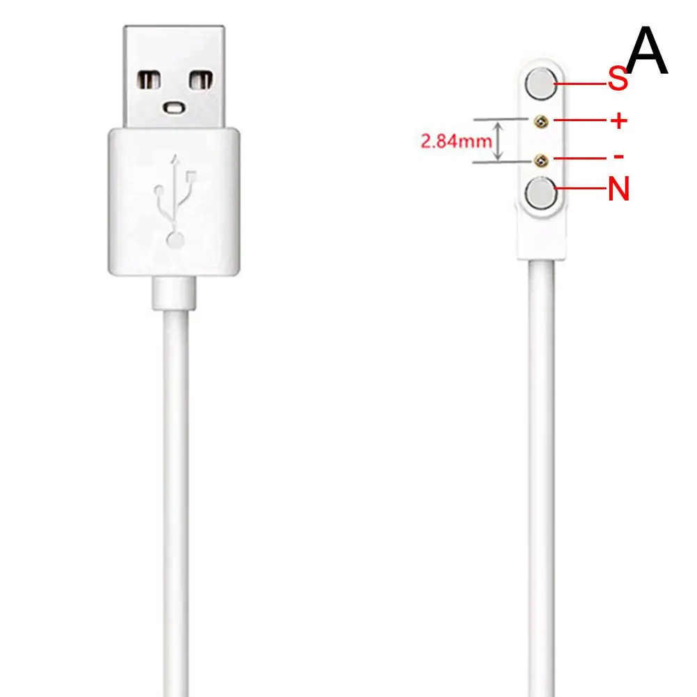 Magnetic Charge Charging Cable For Smart Watch For 2 Pins 2.84/4/7.62mm Distances Black Novel USB Power Charger Cables Universal