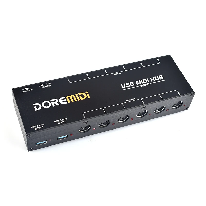 DOREMiDi MIDI HUB-8 Box (HUB-8)은 고성능 USB 3.1 MIDI 허브입니다.