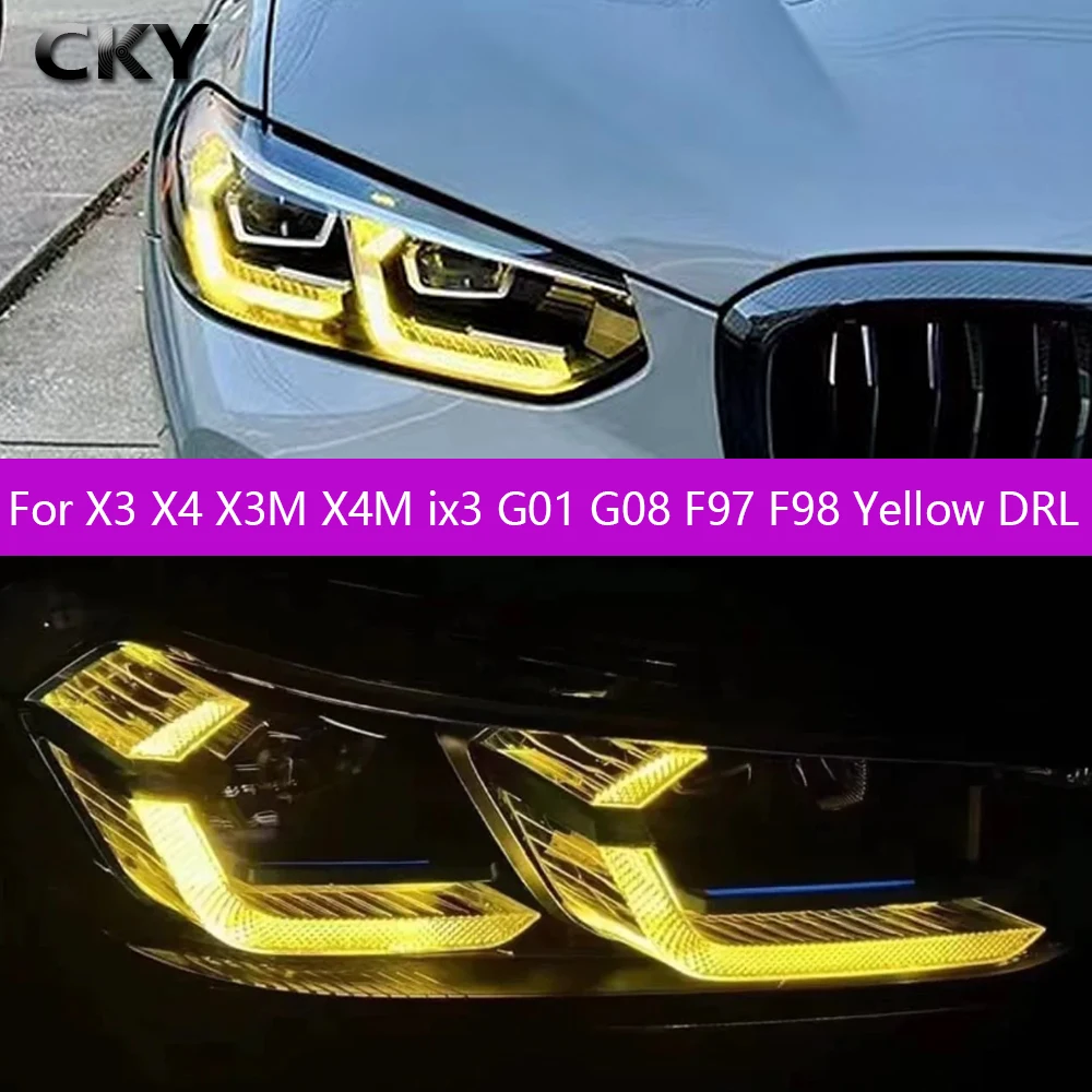

Car Headlight For BMX X3 X4 X3M X4M IX3 G01 G08 F97 F98 CSL Lemon Yellow Color LED Daytime Running Lights Plug Play Accessories